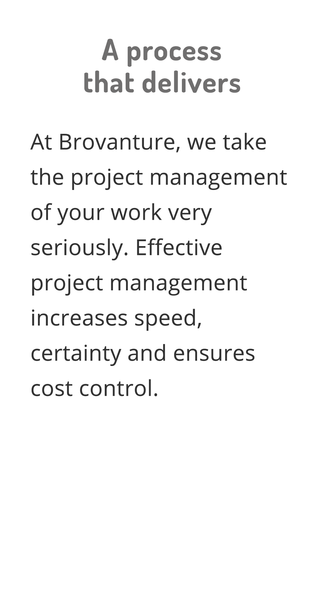 A process that delivers At Brovanture, we take the project management of your work very seriously  Effective project    
