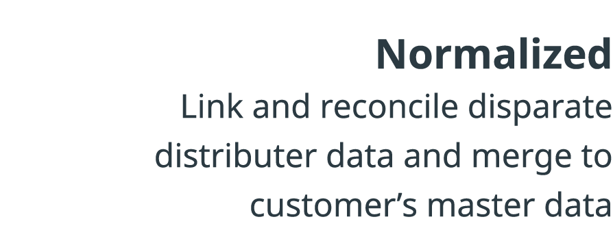 Normalized Link and reconcile disparate distributer data and merge to customer s master data